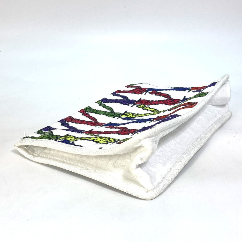 VERSACE Clutch bag pile white Virtus logo Women Used Authentic