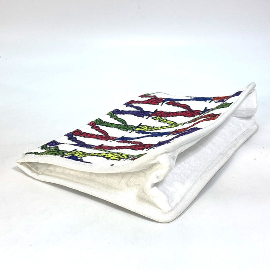 VERSACE Clutch bag pile white Virtus logo Women Used Authentic