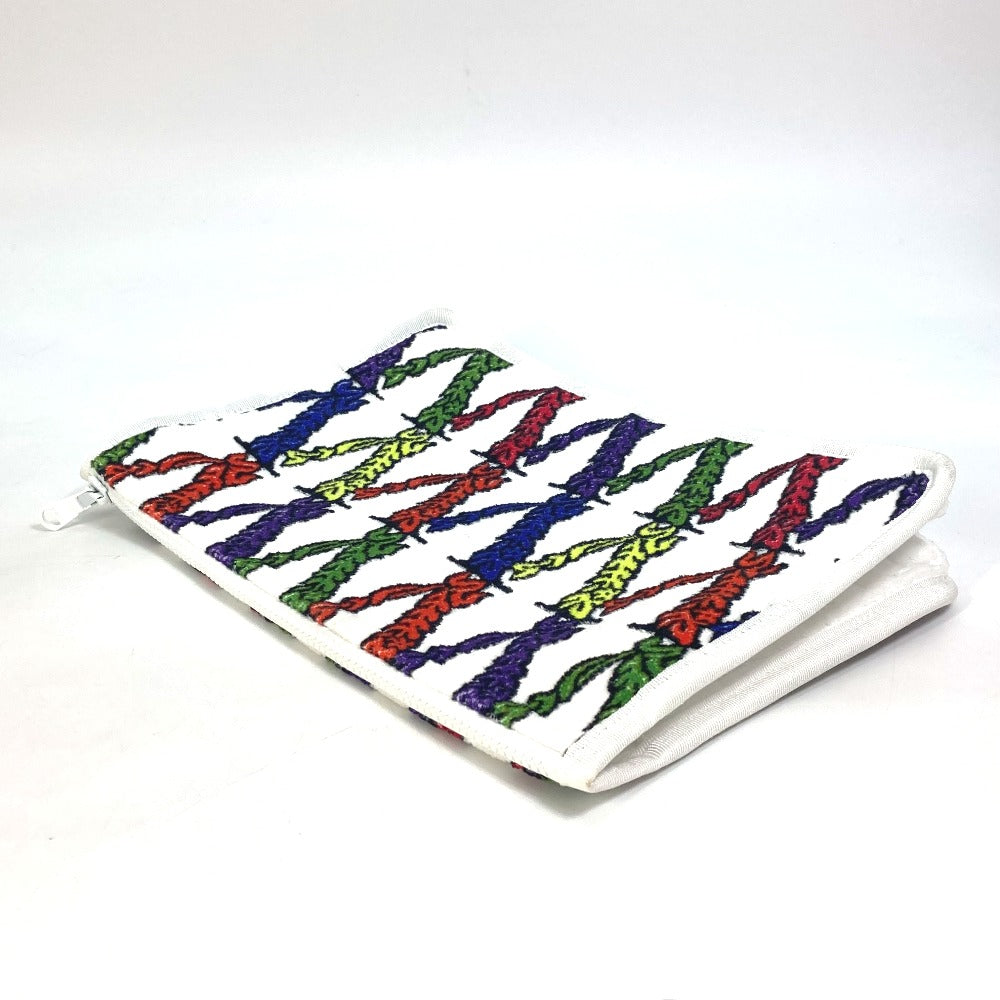VERSACE Clutch bag pile white Virtus logo Women Used Authentic