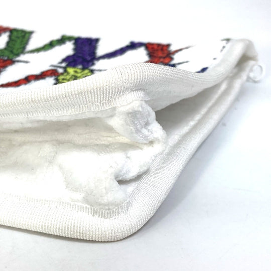 VERSACE Clutch bag pile white Virtus logo Women Used Authentic