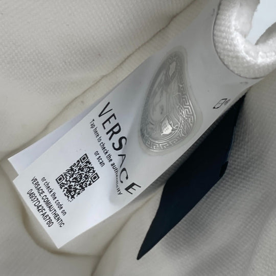 VERSACE Clutch bag pile white Virtus logo Women Used Authentic