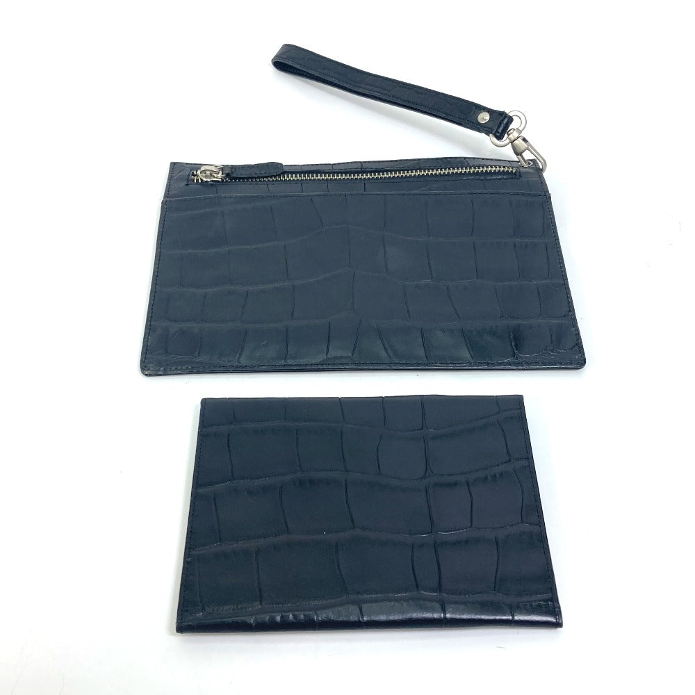 VERSACE Clutch bag leather black Pouch Medusa mens Used Authentic