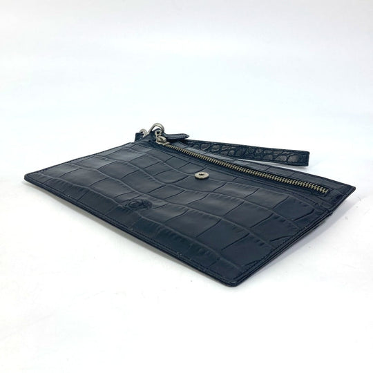 VERSACE Clutch bag leather black Pouch Medusa mens Used Authentic