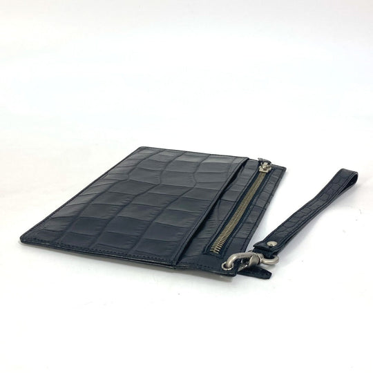 VERSACE Clutch bag leather black Pouch Medusa mens Used Authentic