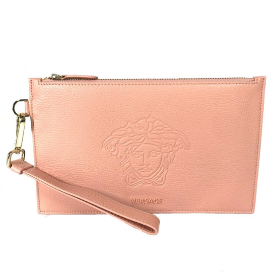 VERSACE Clutch bag leather pink bag pouch Medusa Women Used Authentic
