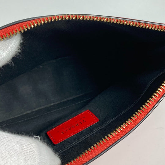 VERSACE Clutch bag leather Red Virtus mens Used Authentic