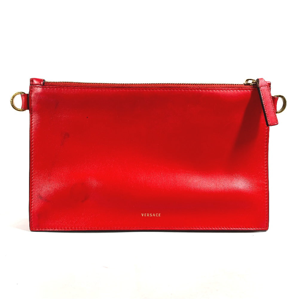 VERSACE Clutch bag leather Red Virtus mens Used Authentic