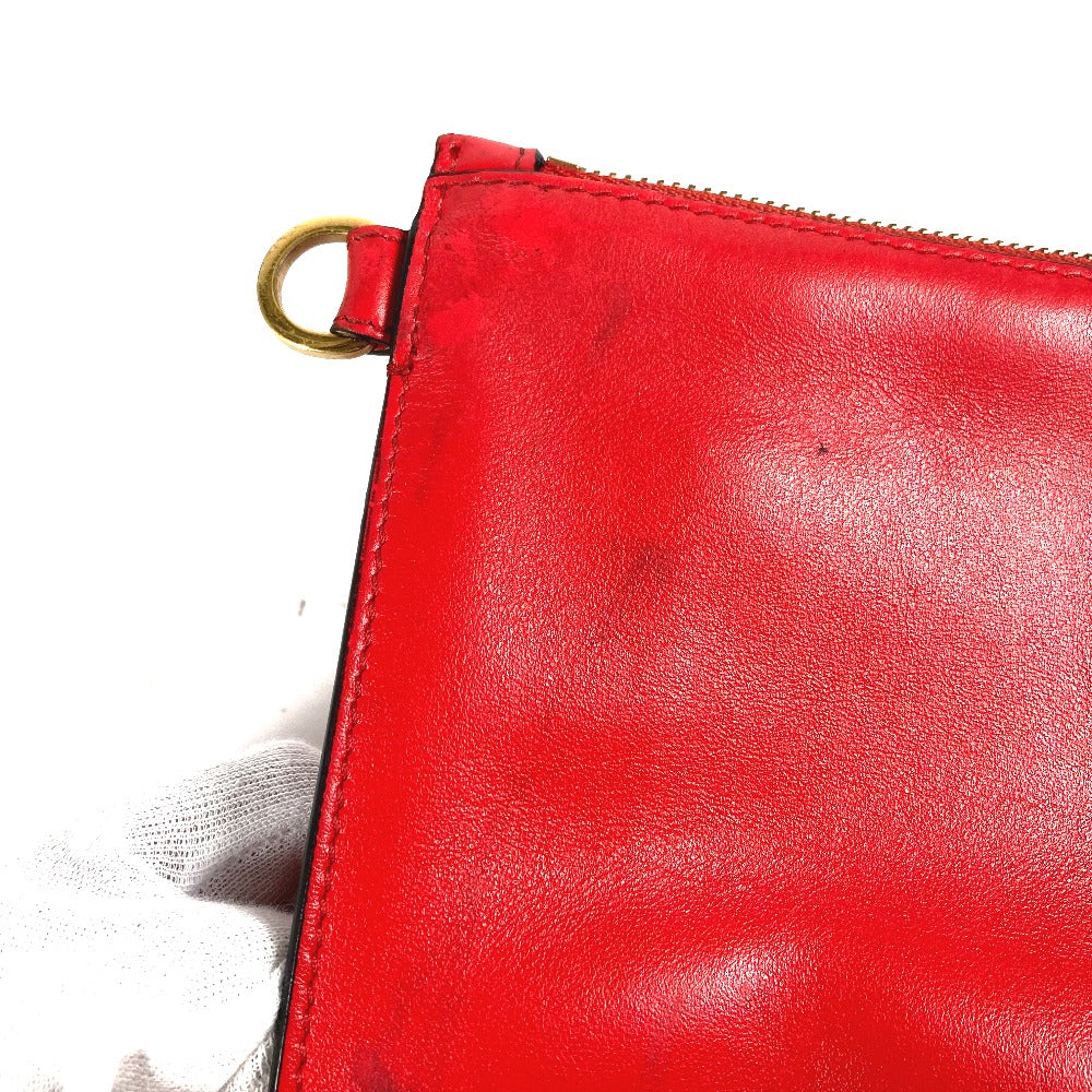 VERSACE Clutch bag leather Red Virtus mens Used Authentic