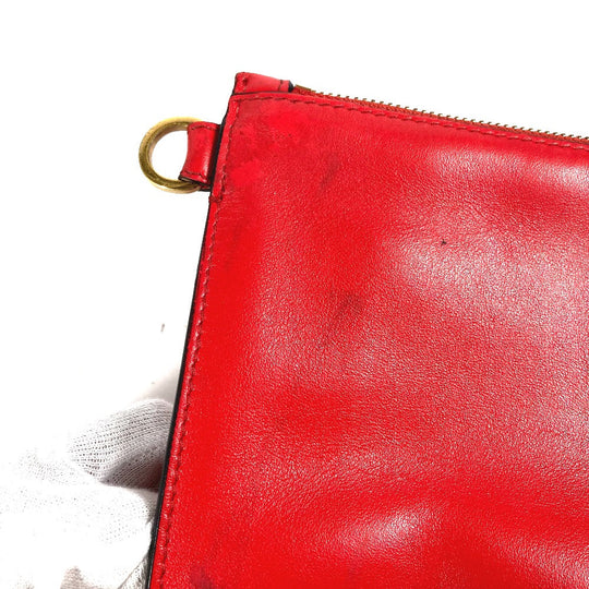 VERSACE Clutch bag leather Red Virtus mens Used Authentic