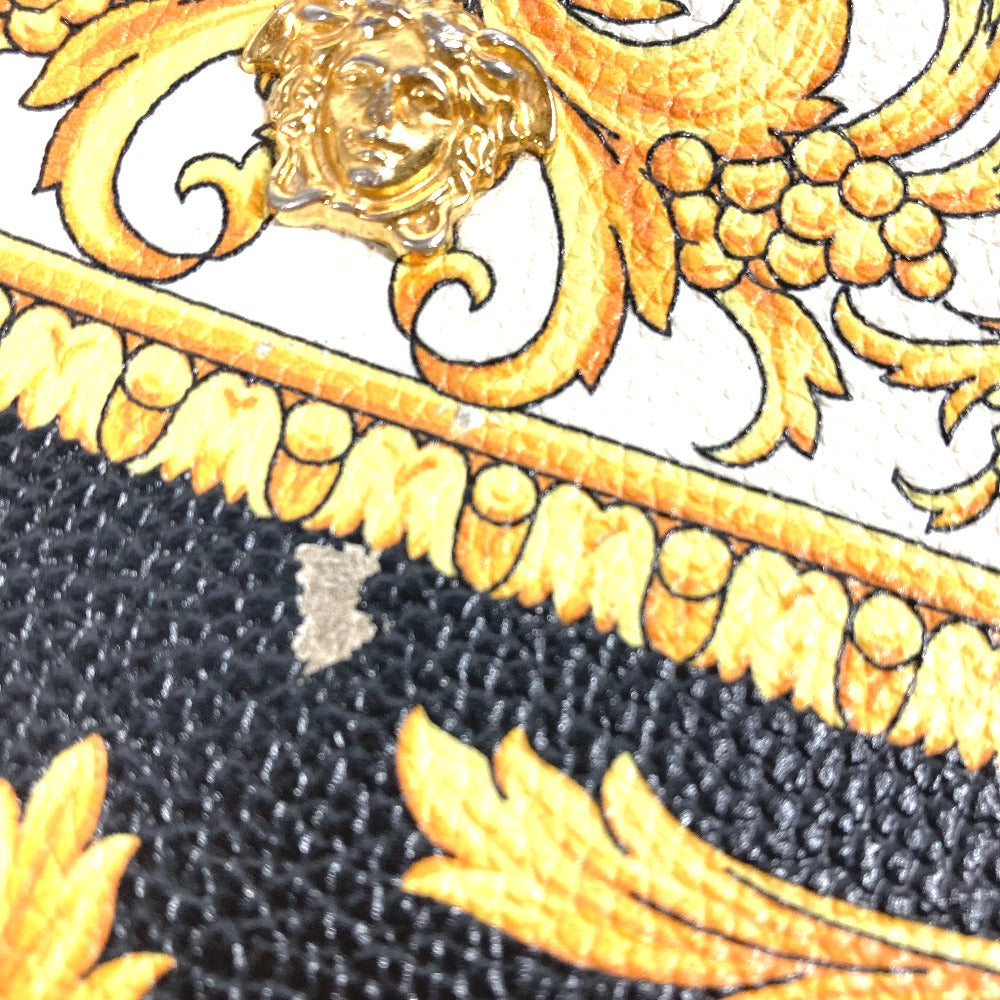 VERSACE Clutch bag leather yellow pouch bag All-over logo mens Used Authentic