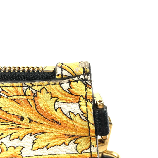 VERSACE Clutch bag leather yellow pouch bag All-over logo mens Used Authentic