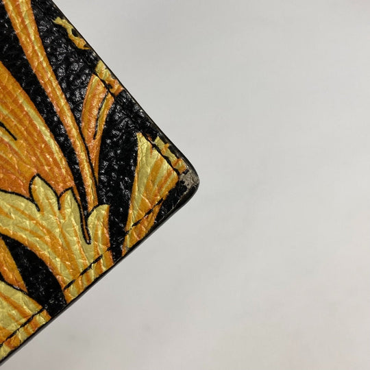 VERSACE Clutch bag leather yellow pouch bag All-over logo mens Used Authentic