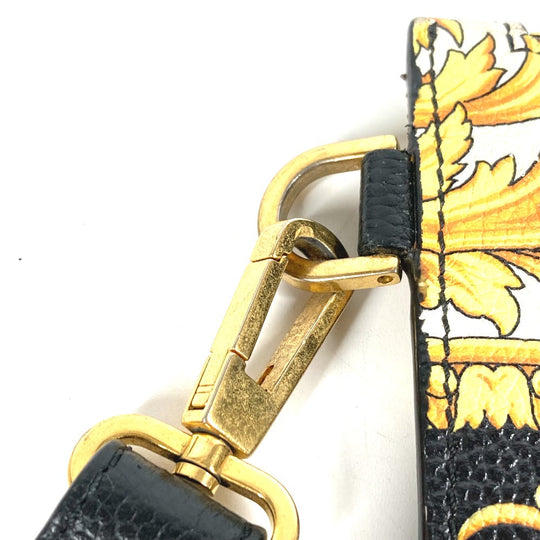 VERSACE Clutch bag leather yellow pouch bag All-over logo mens Used Authentic