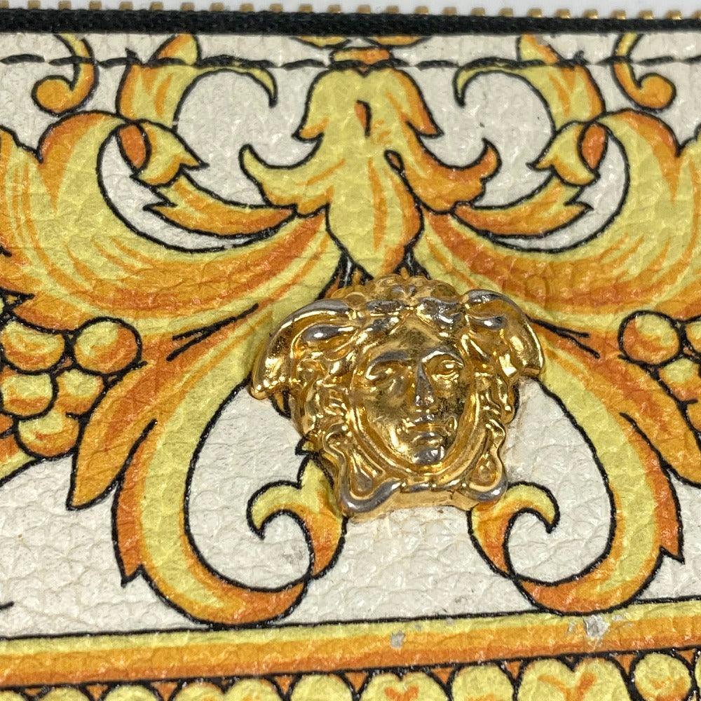 VERSACE Clutch bag leather yellow pouch bag All-over logo mens Used Authentic