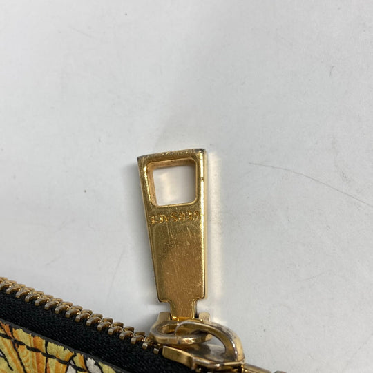 VERSACE Clutch bag leather yellow pouch bag All-over logo mens Used Authentic