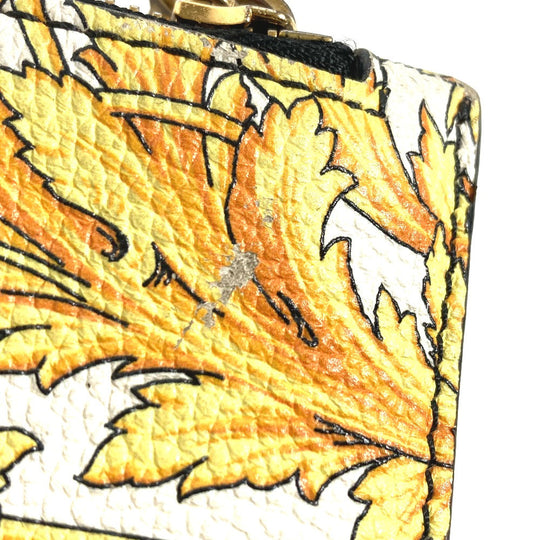VERSACE Clutch bag leather yellow pouch bag All-over logo mens Used Authentic
