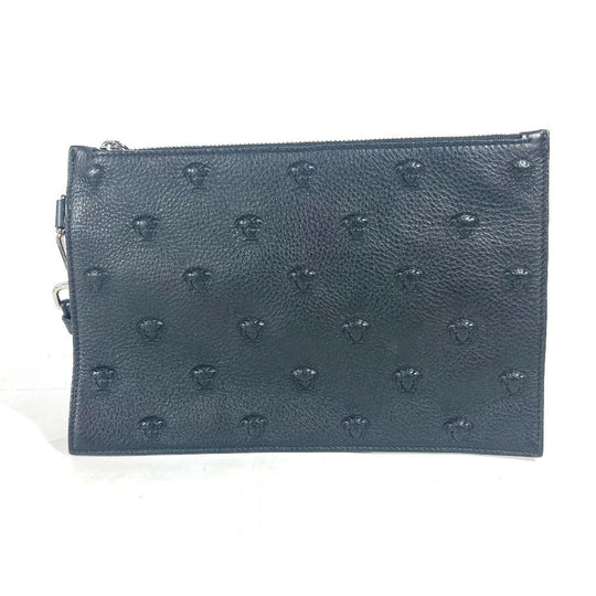 VERSACE Clutch bag leather black Medusa unisex(Unisex) Used Authentic