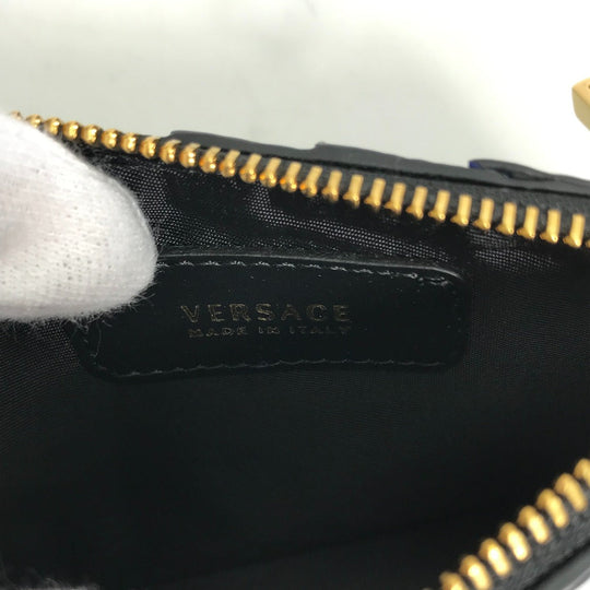 VERSACE Coin case leather blue Fragment case Medusa mens Used Authentic