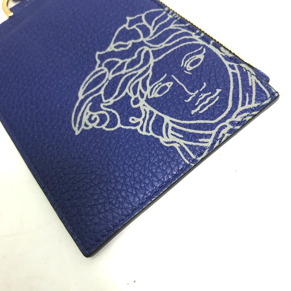 VERSACE Coin case leather blue Fragment case Medusa mens Used Authentic