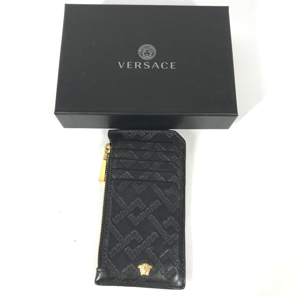 VERSACE Coin case leather black Wallet Coin Pocket Medusa mens Used Authentic
