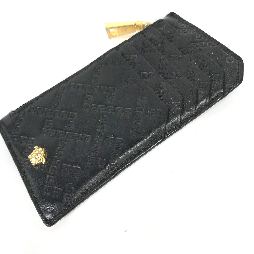 VERSACE Coin case leather black Wallet Coin Pocket Medusa mens Used Authentic