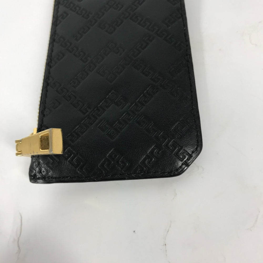 VERSACE Coin case leather black Wallet Coin Pocket Medusa mens Used Authentic