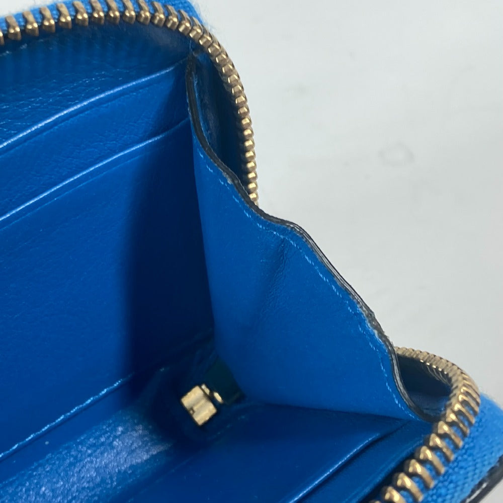 VERSACE Coin case leather blue Wallet Coin Pocket Medusa mens Used Authentic
