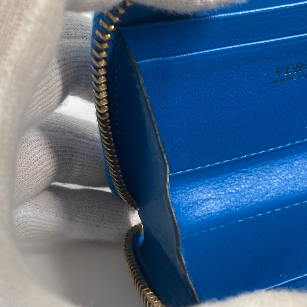 VERSACE Coin case leather blue Wallet Coin Pocket Medusa mens Used Authentic
