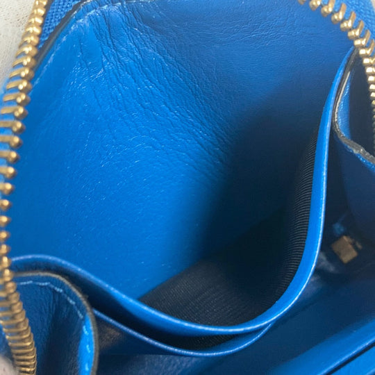 VERSACE Coin case leather blue Wallet Coin Pocket Medusa mens Used Authentic