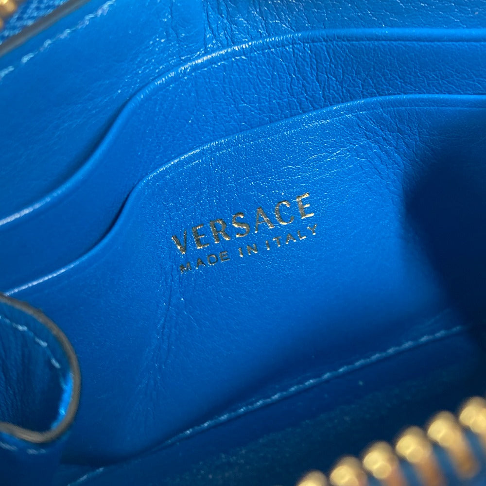 VERSACE Coin case leather blue Wallet Coin Pocket Medusa mens Used Authentic