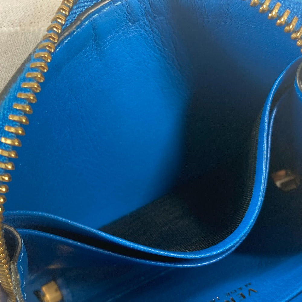 VERSACE Coin case leather blue Wallet Coin Pocket Medusa mens Used Authentic