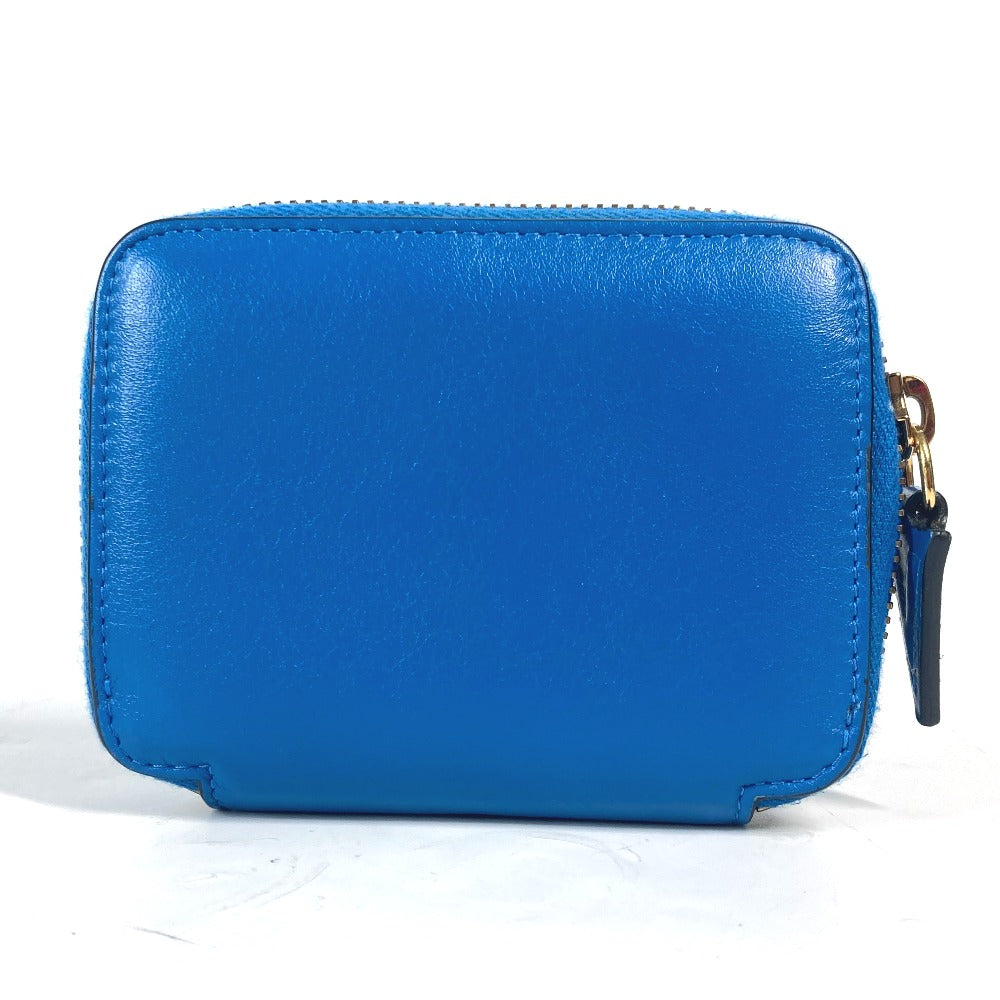 VERSACE Coin case leather blue Wallet Coin Pocket Medusa mens Used Authentic