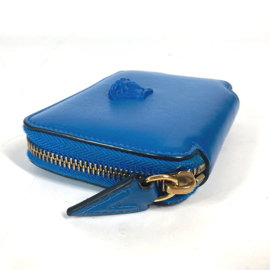 VERSACE Coin case leather blue Wallet Coin Pocket Medusa mens Used Authentic