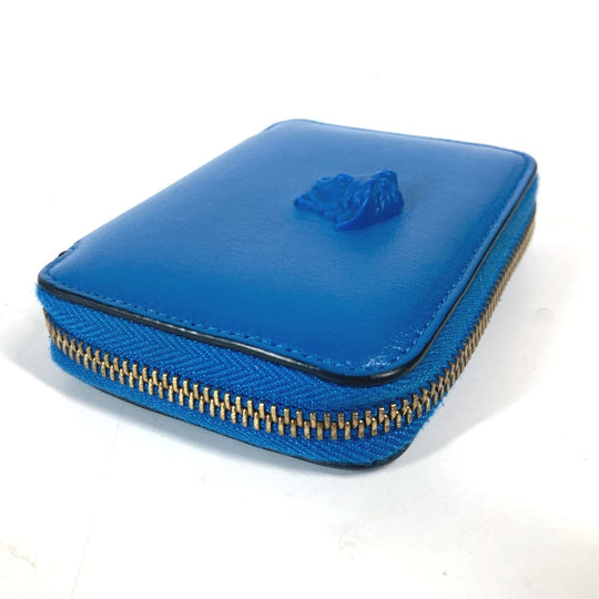 VERSACE Coin case leather blue Wallet Coin Pocket Medusa mens Used Authentic