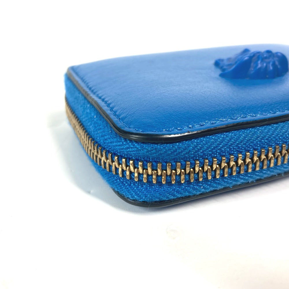 VERSACE Coin case leather blue Wallet Coin Pocket Medusa mens Used Authentic