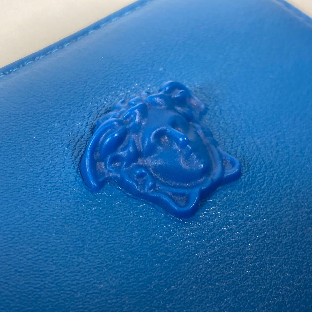 VERSACE Coin case leather blue Wallet Coin Pocket Medusa mens Used Authentic