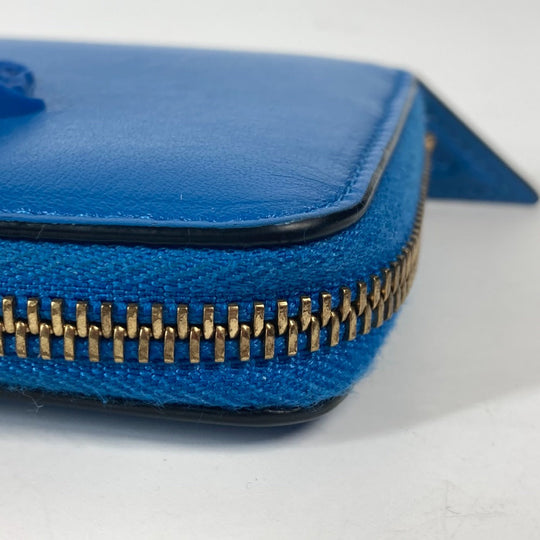 VERSACE Coin case leather blue Wallet Coin Pocket Medusa mens Used Authentic