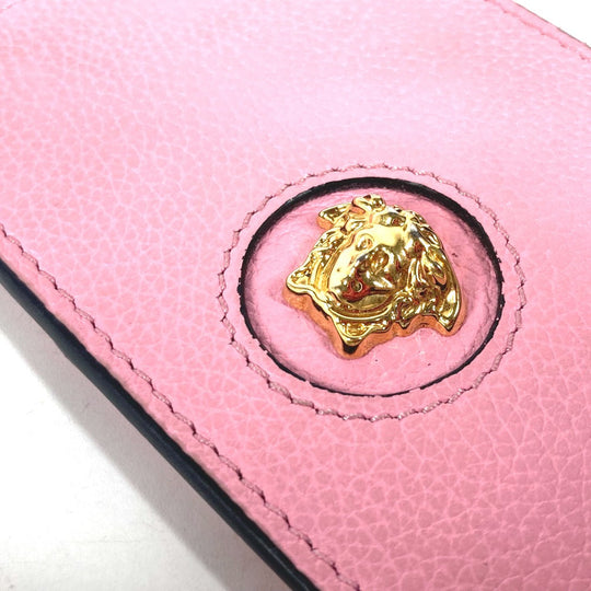 VERSACE Coin case leather pink Medusa Fragment Case Women Used Authentic