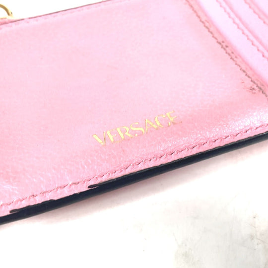 VERSACE Coin case leather pink Medusa Fragment Case Women Used Authentic