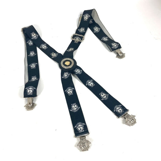 VERSACE suspenders Rubber black Medusa logo unisex(Unisex) Used Authentic