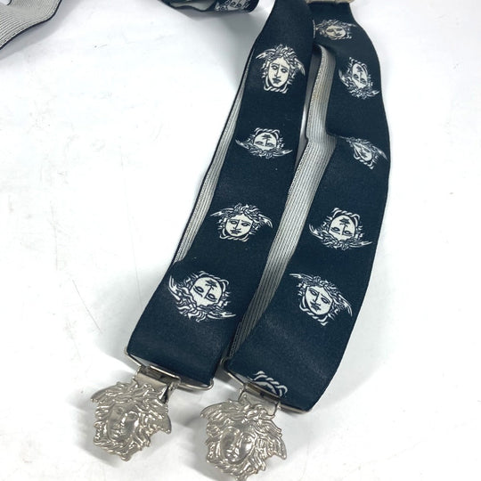 VERSACE suspenders Rubber black Medusa logo unisex(Unisex) Used Authentic