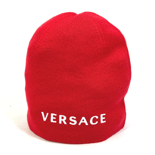 VERSACE Knit hat wool Red beanie knit cap hat Beanie unisex(Unisex) Used Authentic