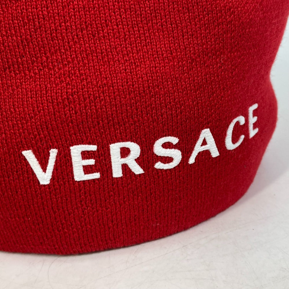 VERSACE Knit hat wool Red beanie knit cap hat Beanie unisex(Unisex) Used Authentic