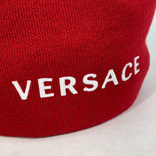 VERSACE Knit hat wool Red beanie knit cap hat Beanie unisex(Unisex) Used Authentic