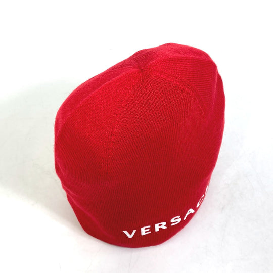 VERSACE Knit hat wool Red beanie knit cap hat Beanie unisex(Unisex) Used Authentic