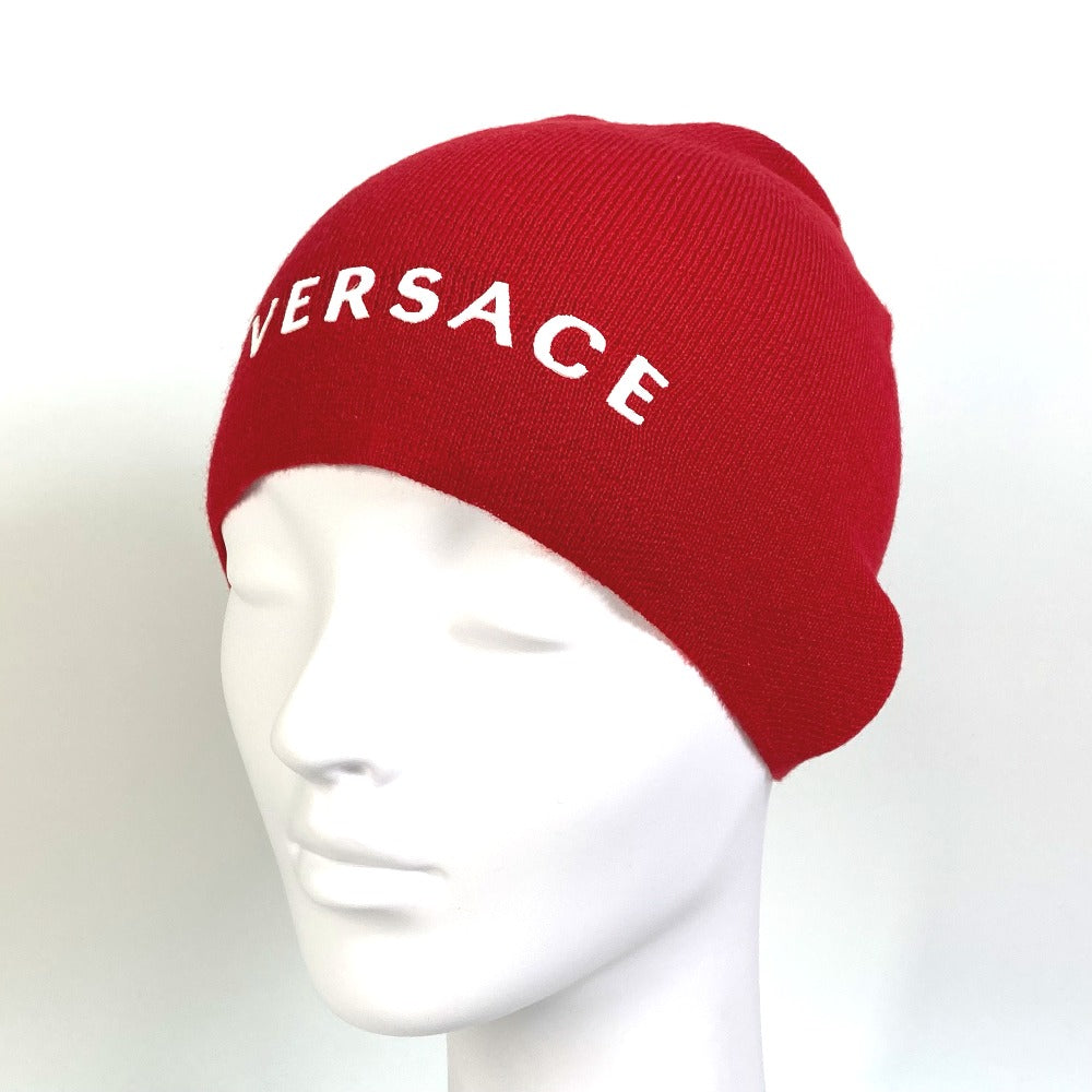 VERSACE Knit hat wool Red beanie knit cap hat Beanie unisex(Unisex) Used Authentic