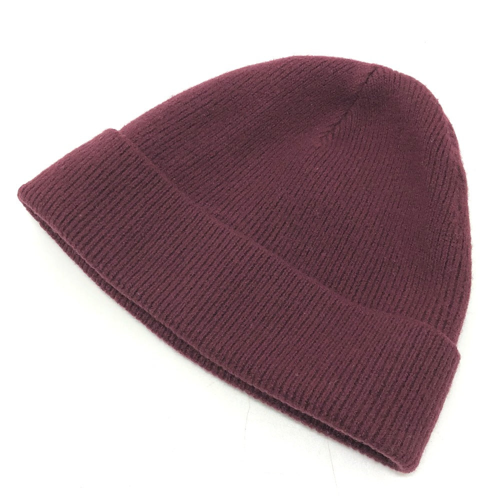 VERSACE Knit hat wool wine-red logo Beanie unisex(Unisex) Used Authentic