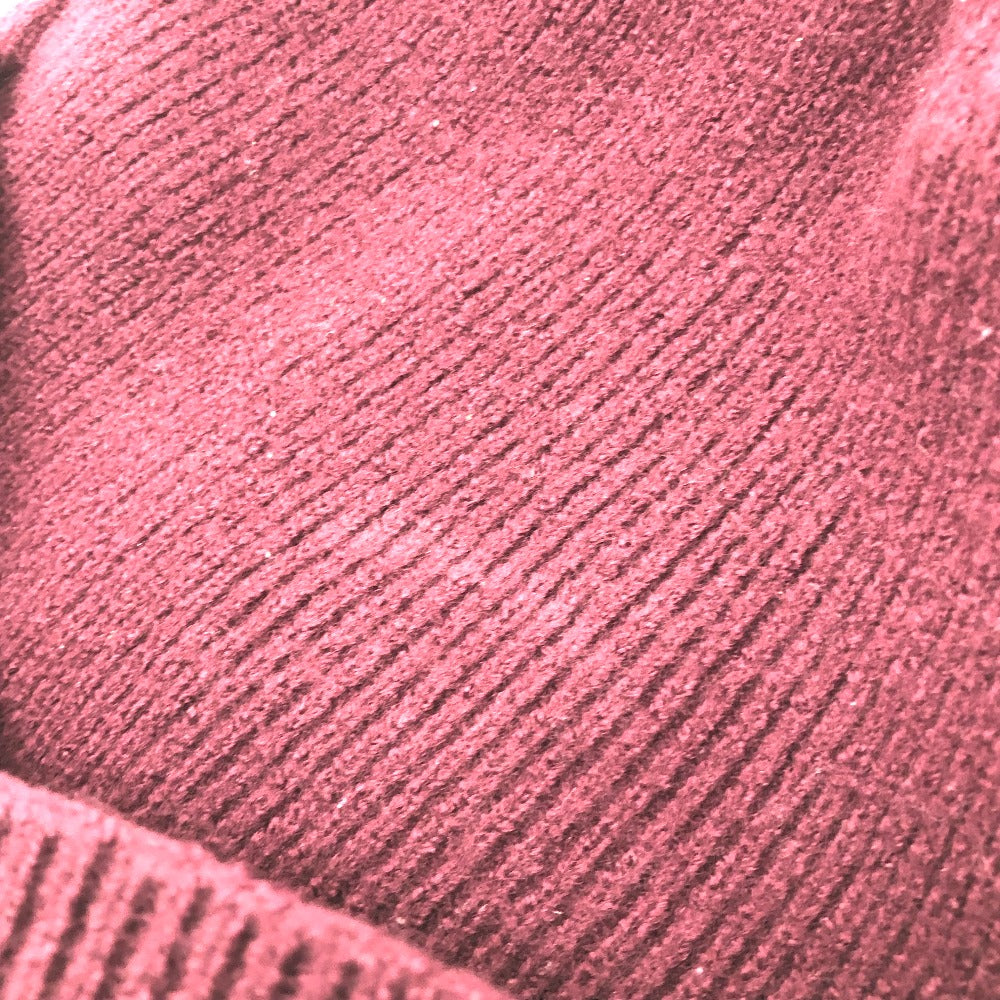 VERSACE Knit hat wool wine-red logo Beanie unisex(Unisex) Used Authentic