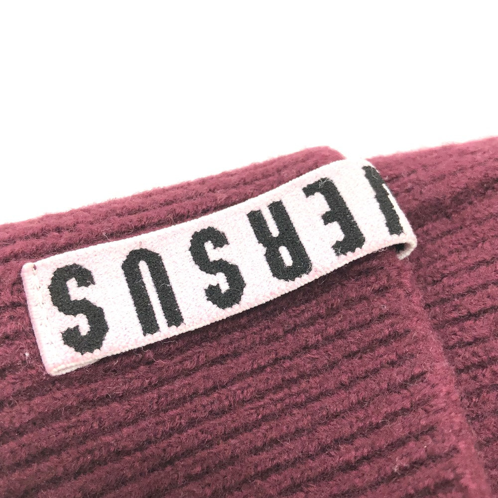VERSACE Knit hat wool wine-red logo Beanie unisex(Unisex) Used Authentic