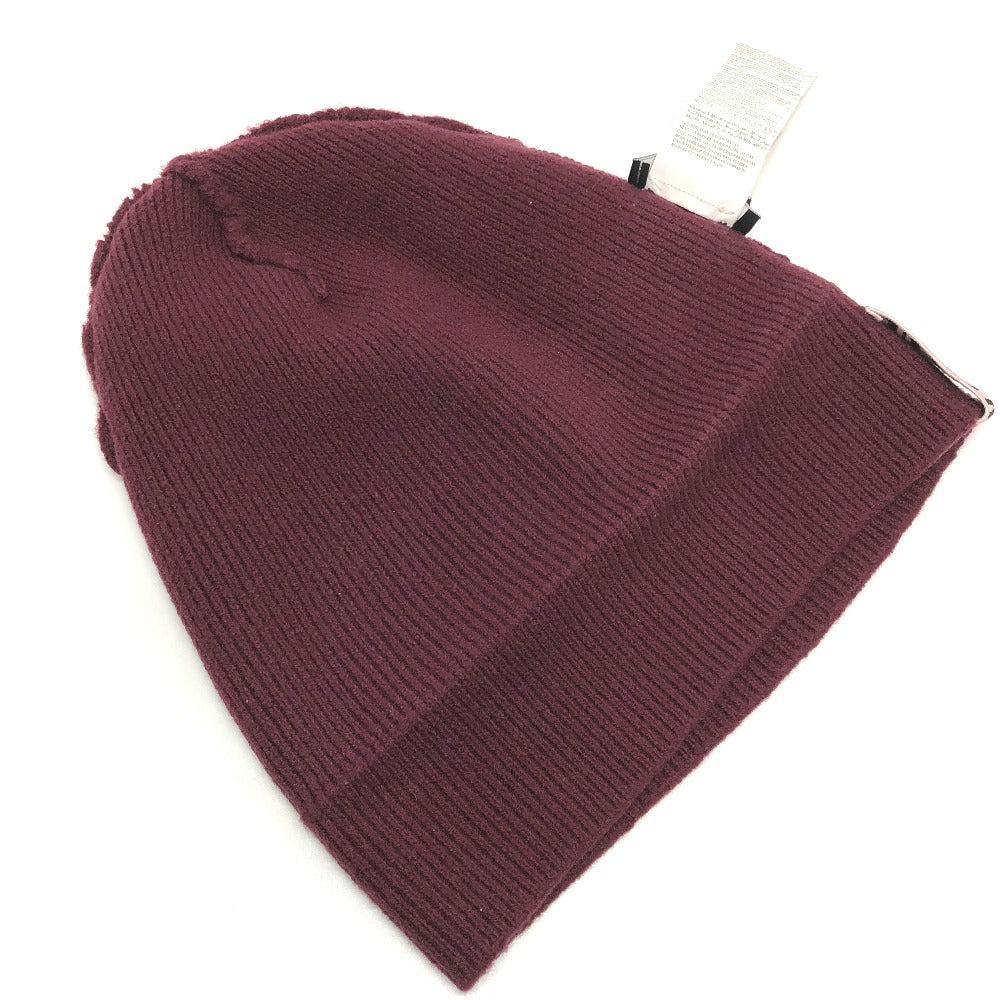 VERSACE Knit hat wool wine-red logo Beanie unisex(Unisex) Used Authentic